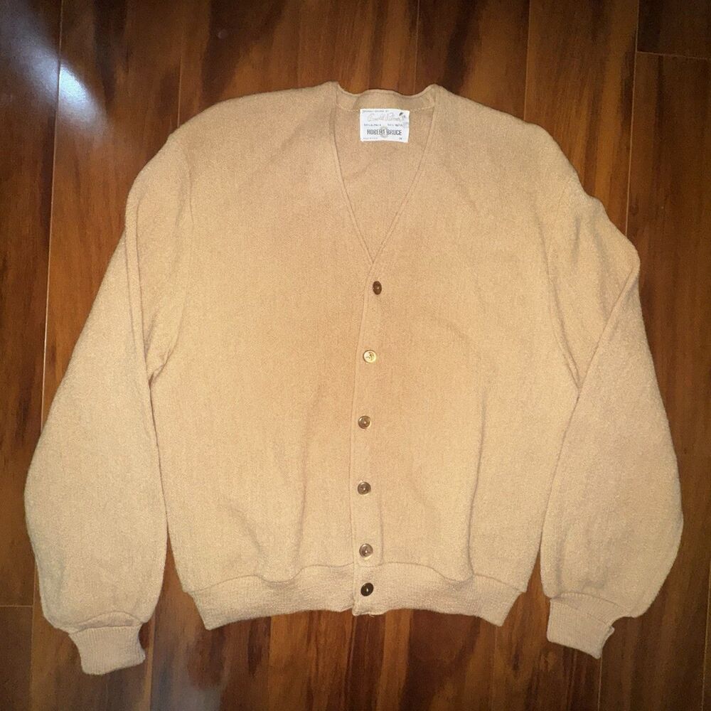 Vintage 60s Robert Bruce Arnold Palmer Alpaca Wool Cardigan Sweater USA M